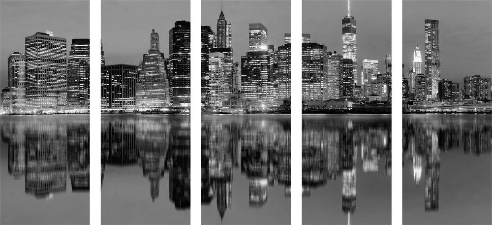 Quadri 5 pezzi – Città di Manhattan in bianco e nero