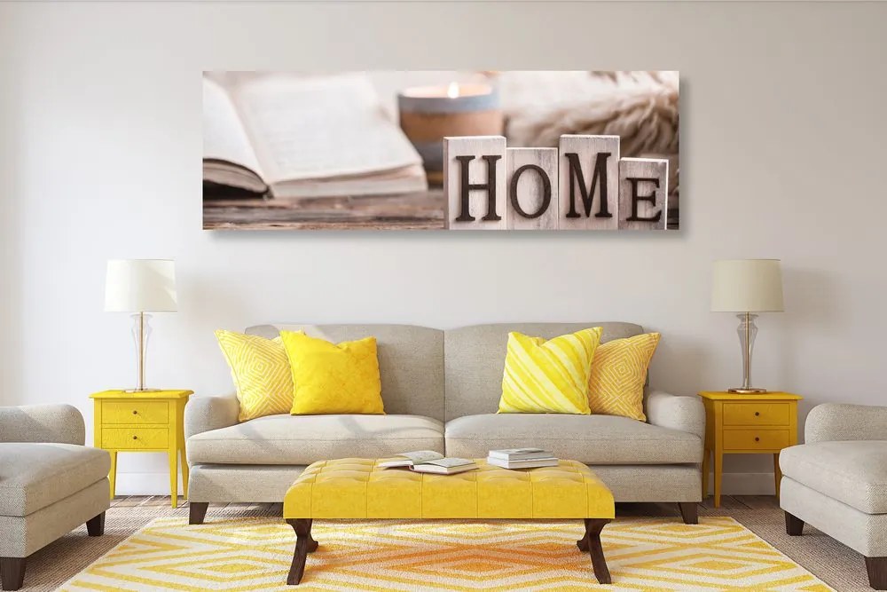 Stampa su tela – Lettere di legno con scritta Home