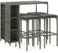 Set da Bar da Giardino 5 pz con Cuscini in Polyrattan Grigio cod mxl 35500