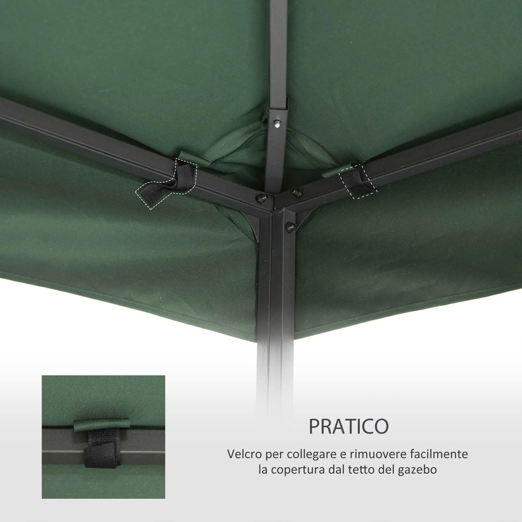 Tetto di Ricambio per Gazebo da Giardino Doppio Tetto 3x3m...