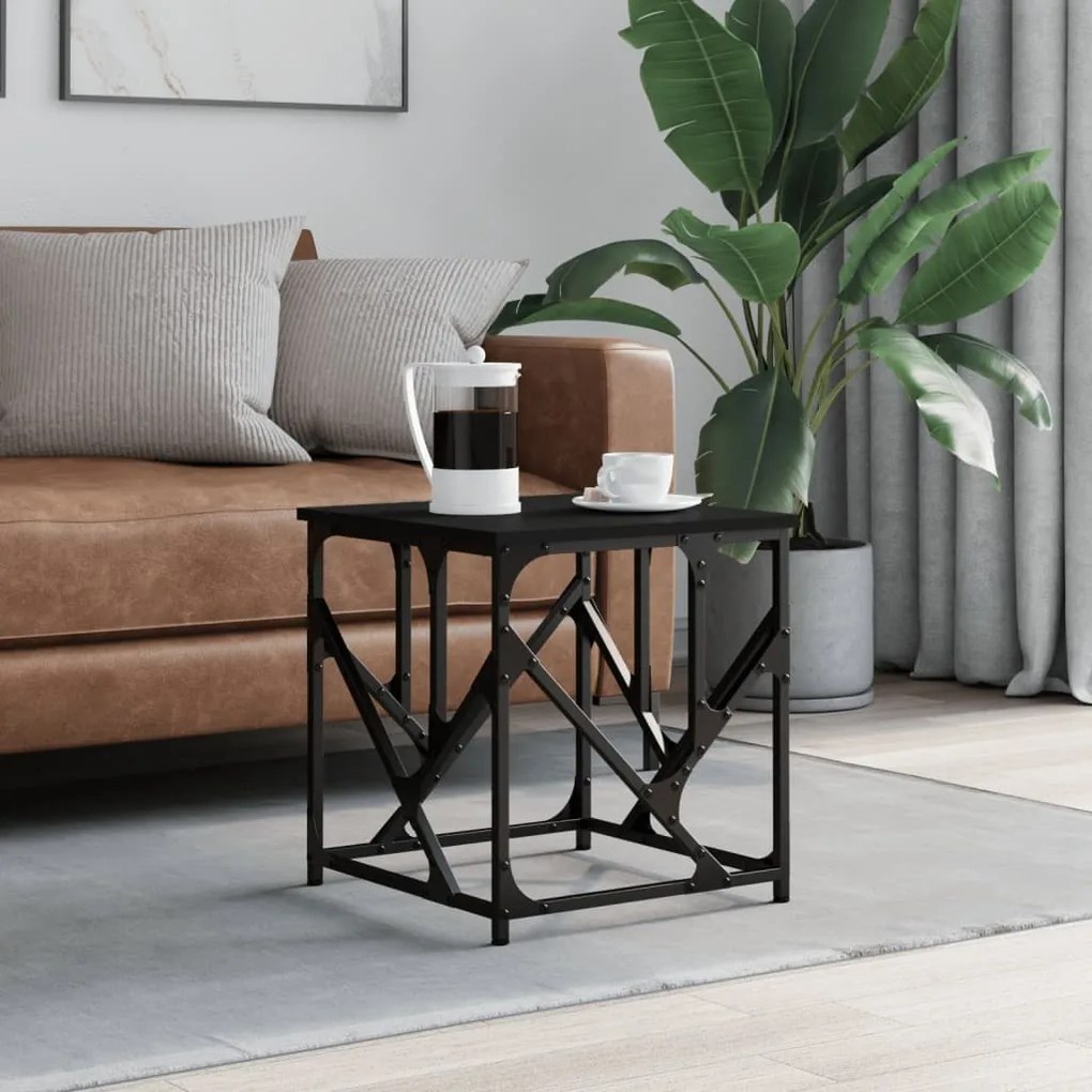 Tavolino da salotto nero 45x45x47,5 cm in legno multistrato