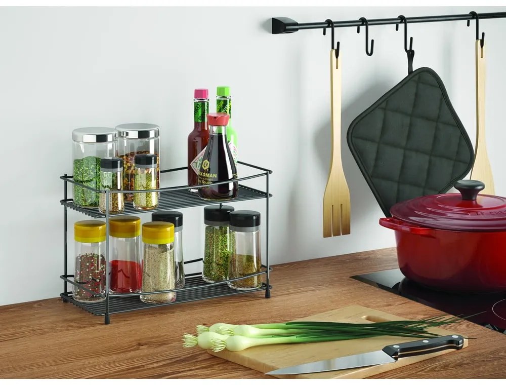 Portaspezie Lava nero a due livelli - Metaltex