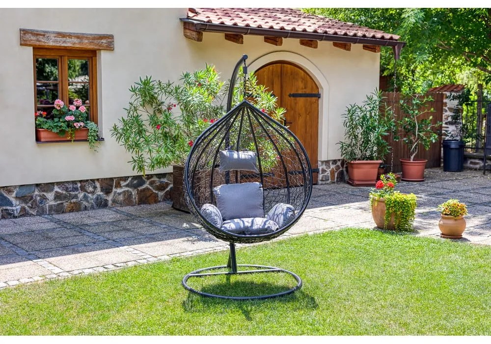 Poltrona sospesa grigio scuro in rattan artificiale Noela - Bonami Selection