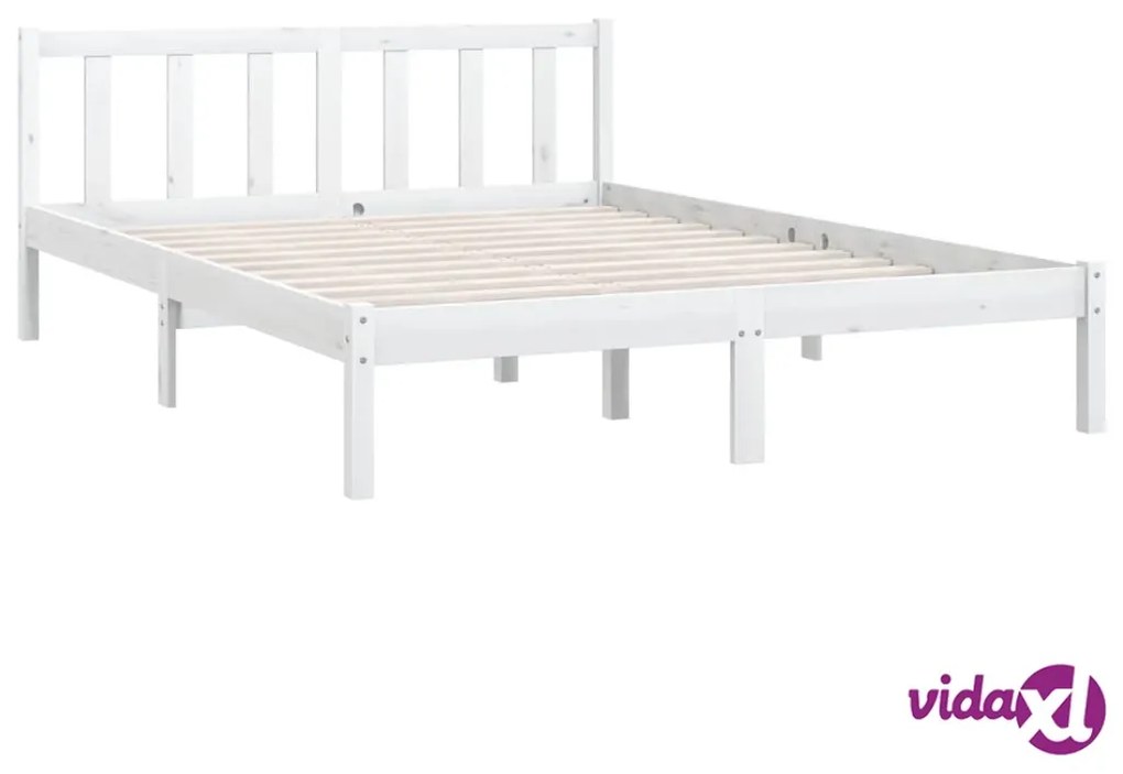 vidaXL Giroletto Bianco in Legno Massello di Pino 160x200 cm