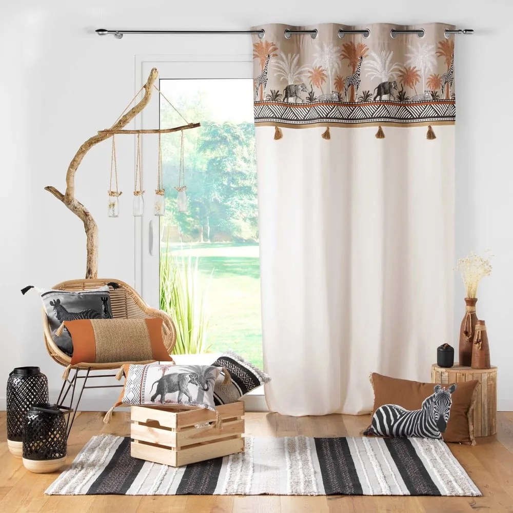 Tenda marrone e di colore naturale in cotone 140x240 cm Kenya Lodge – douceur d'intérieur