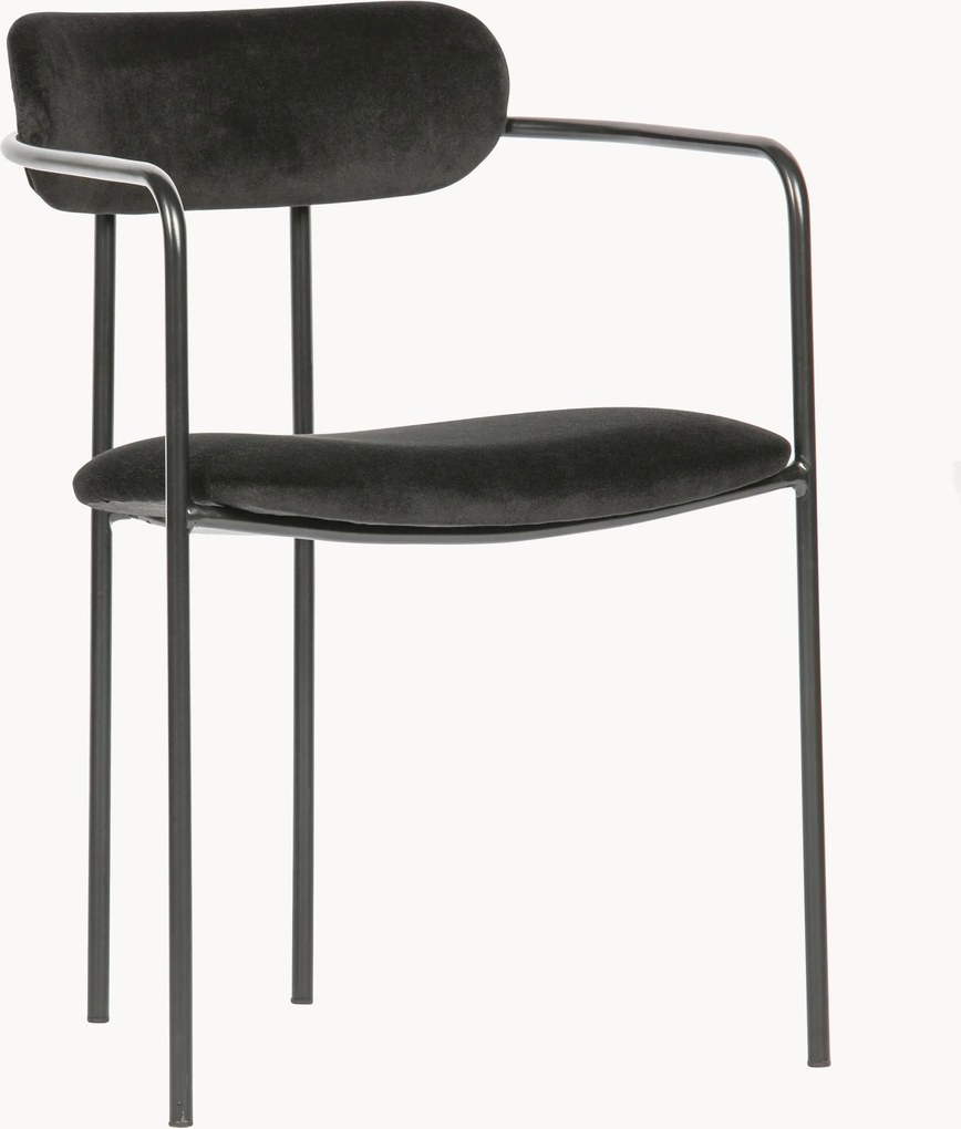 Set di 2 sedie con braccioli impilabili in velluto Elvy