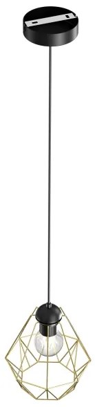 Lampadario su corda BERGEN 1xE27/60W/230V nero/dorato