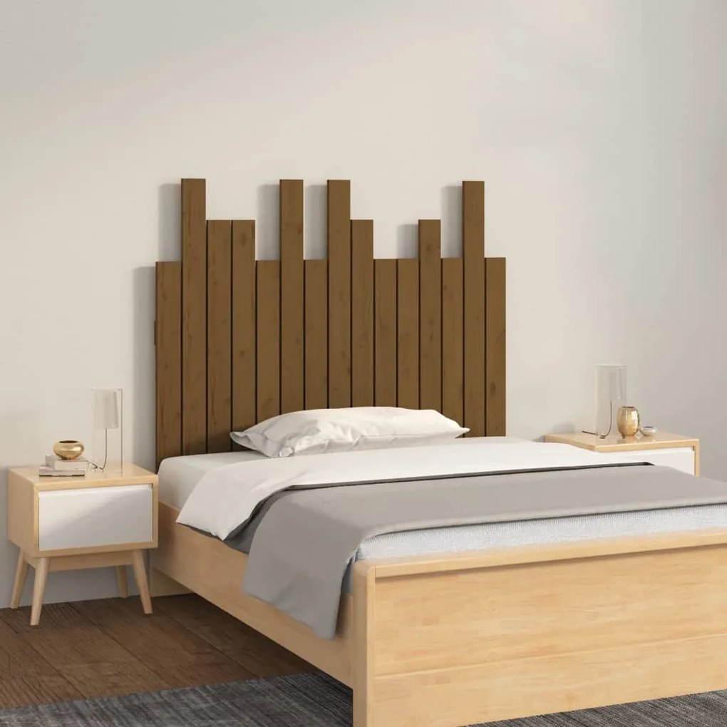 Testiera Da Parete Ambra 95,5x3x80 Cm İn Legno Massello Di Pino /