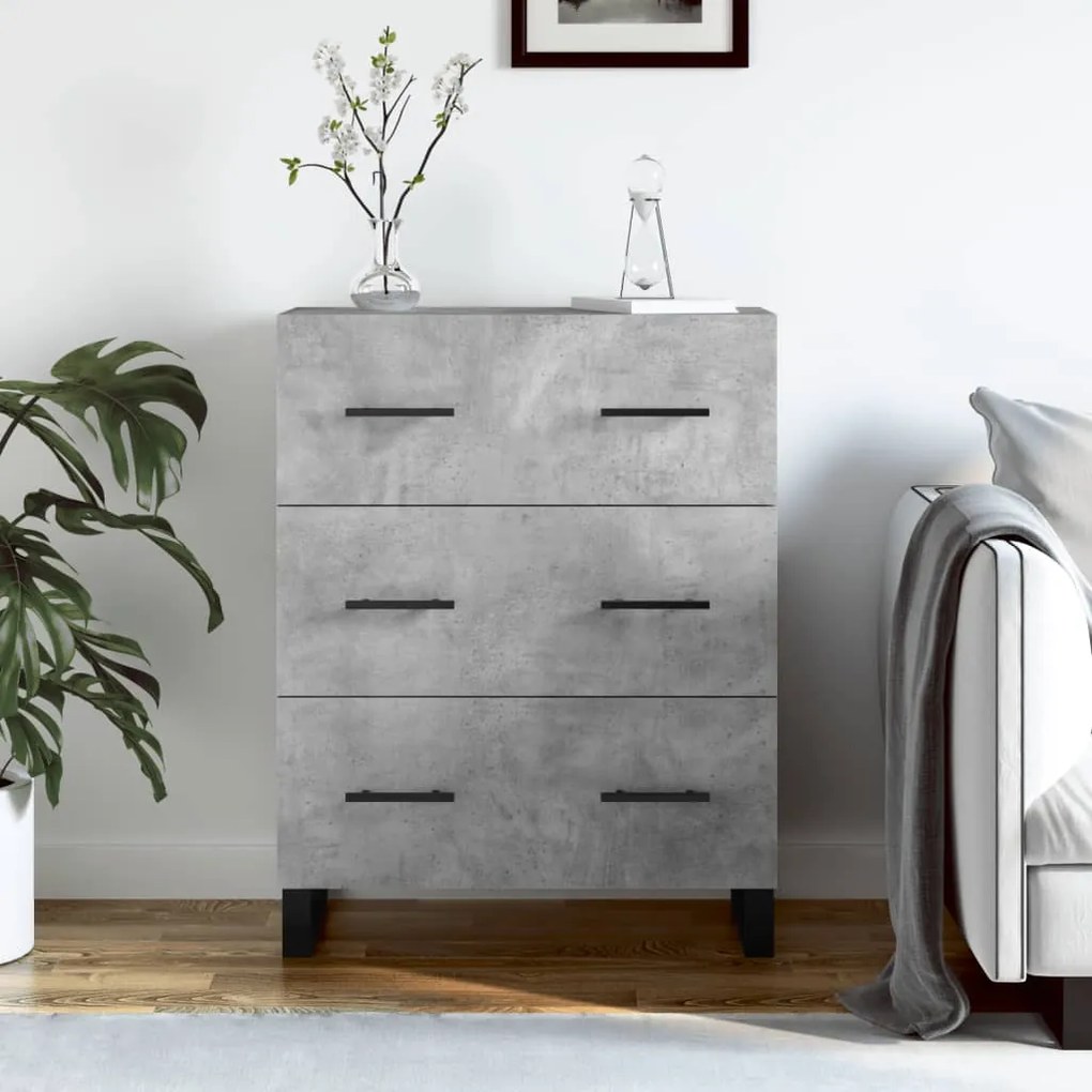 Credenza grigio cemento 69,5x34x90 cm in legno multistrato