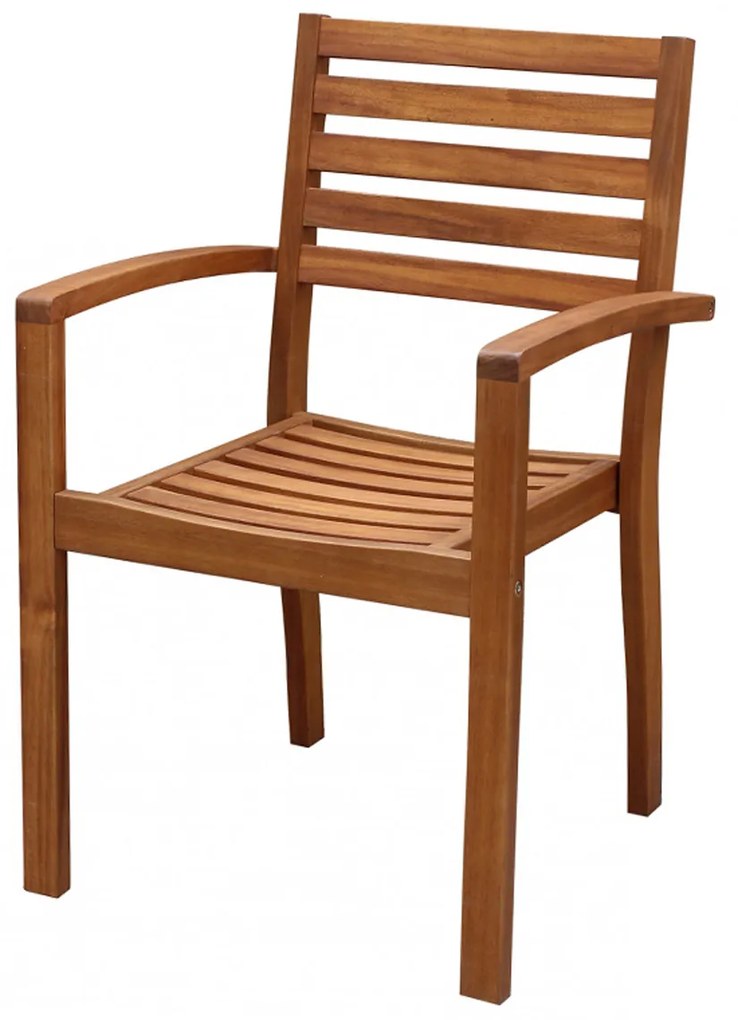 Sedia da giardino in legno di acacia con braccioli