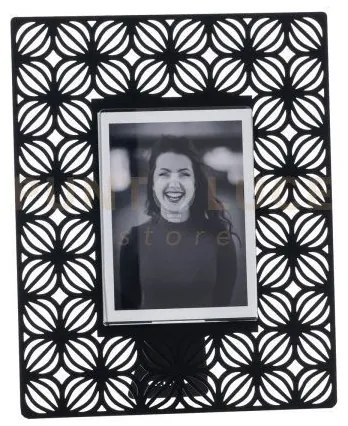 Portafoto di design ikat piccolo nero in ferro e polimetilmetacrila...