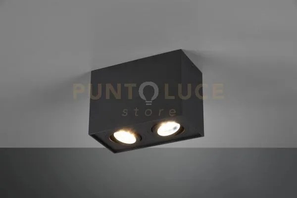 Biscuit cubo nero 2 spots orientabili l. 17,8 x 9,6cm h. 12,5cm att...