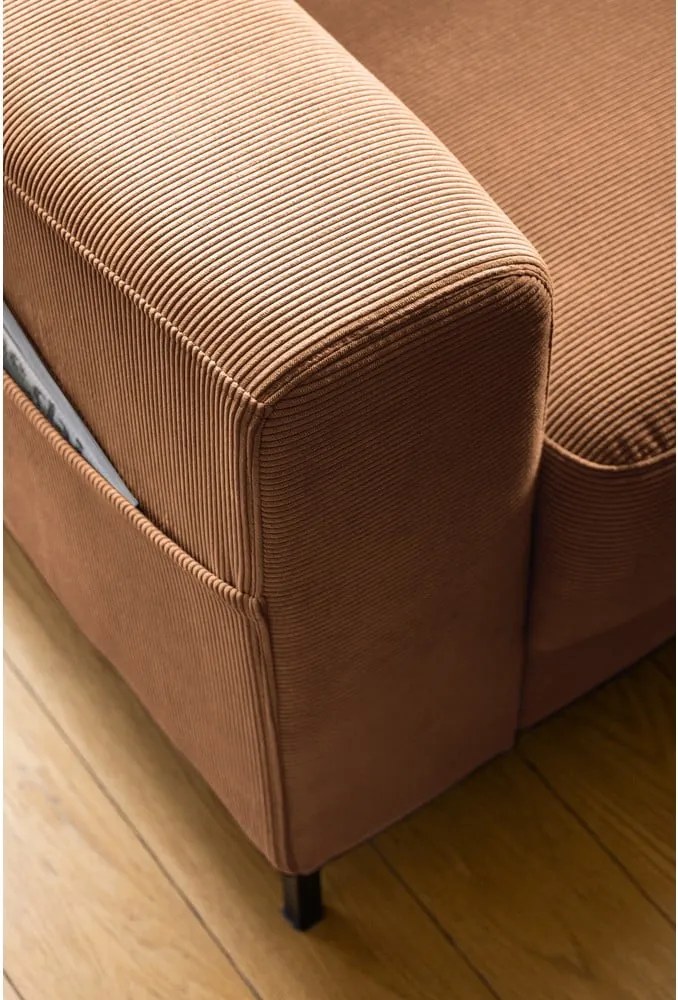 Poltrona in velluto a coste arancio-marrone Lofty Lilly - Miuform