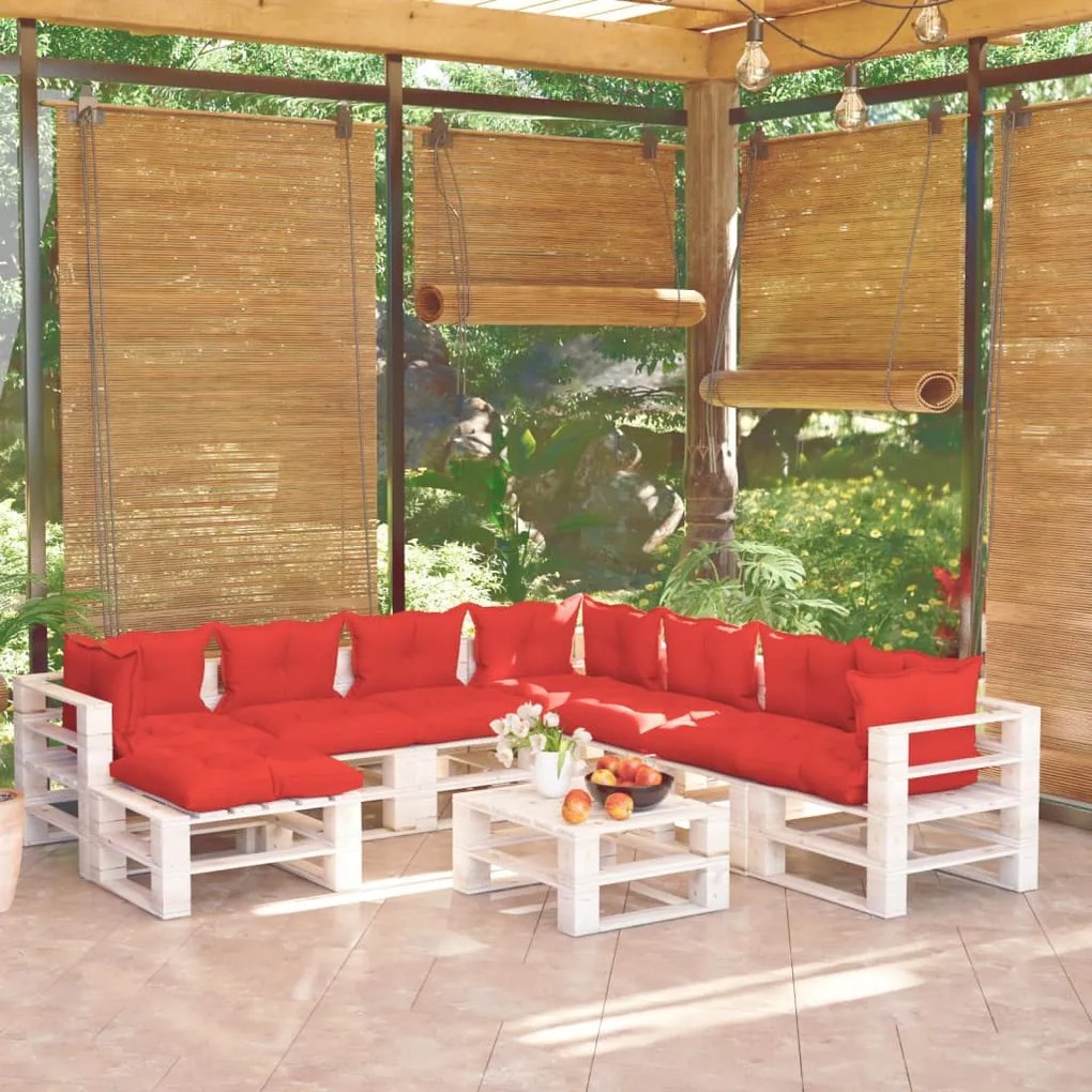 Set divani da giardino pallet 9 pz con cuscini in legno di pino