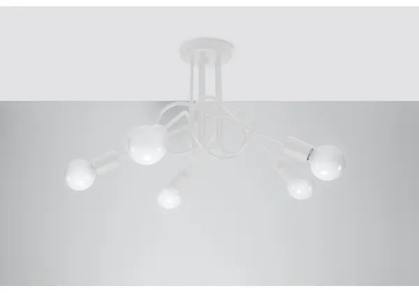 Sollux SL.1432 - Lampadario a plafone LOOP 5xE27/15W/230V bianco