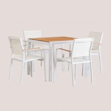 Set Tavolo Classic Quadrato (90x90 Cm) E 4 Sedie Da Giardino Archer Gardenia Bianco - Sklum