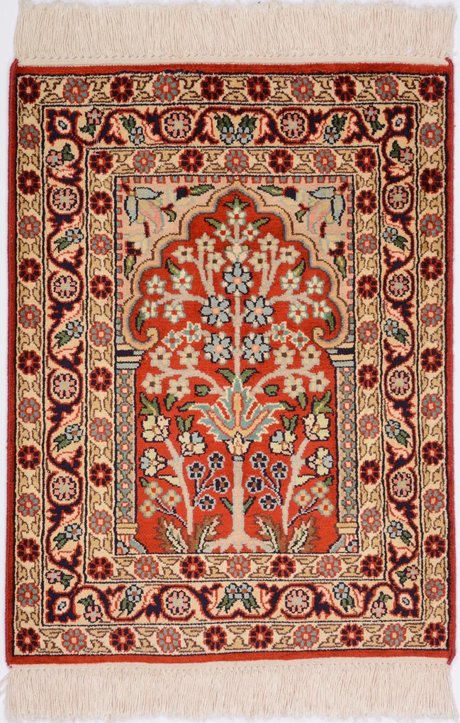 Cashmere Silk Tappeto orientale 60x50 Beige (Indian) Annodato A Mano