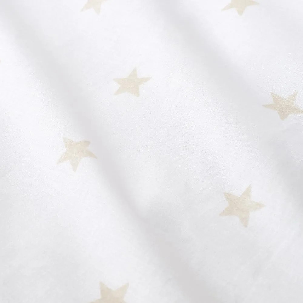 Lenzuolo con angoli per bambini bianco e beige in cotone per letto singolo 90x190 cm Mini Star &amp; Stripes – Bianca