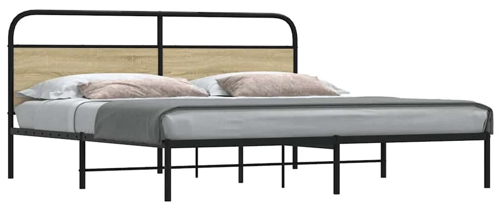 Giroletto Senza Materaso İn Metallo Rovere Sonoma 183x213 Cm /