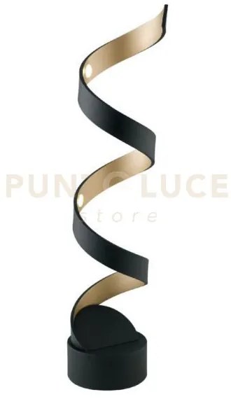 Lume led helix spirale nero e oro 12w 740lm 3000k 14,5x14,5x66cm