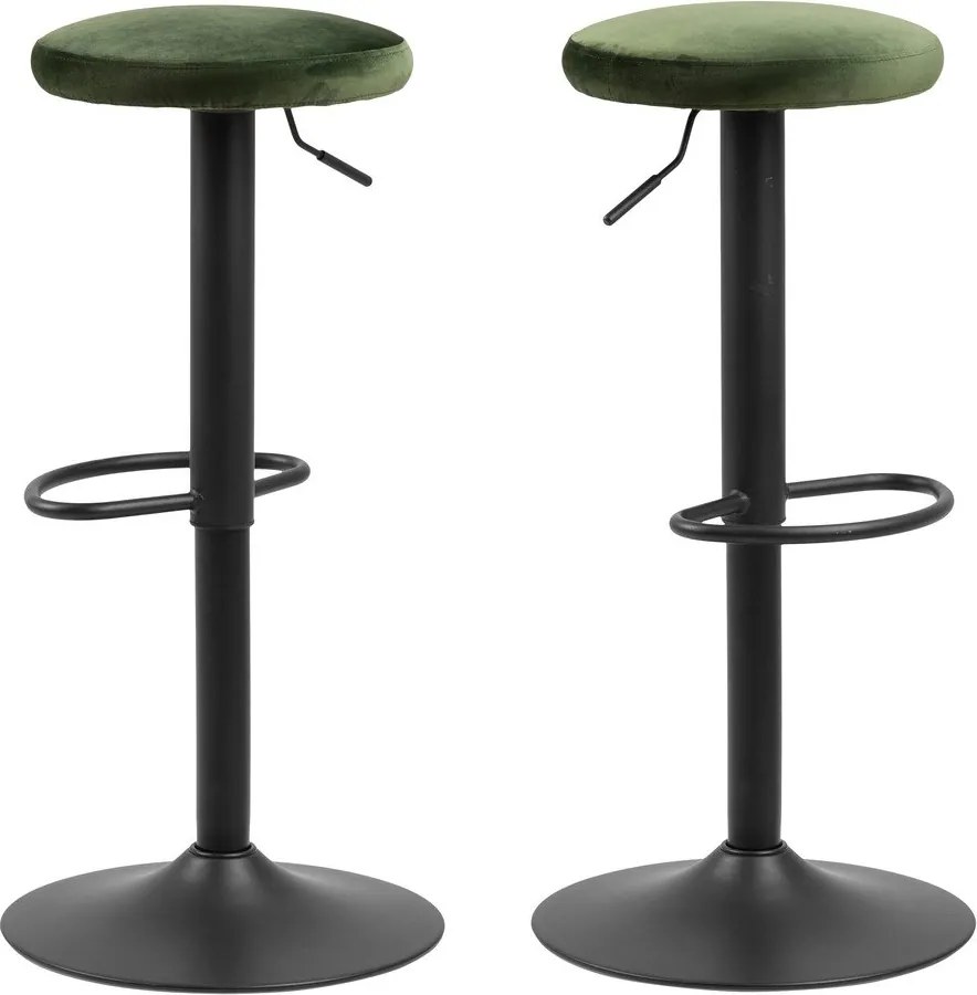 Sedia da bar verde in imbottito con altezza regolabile (altezza della seduta 62 cm) Finch – Actona