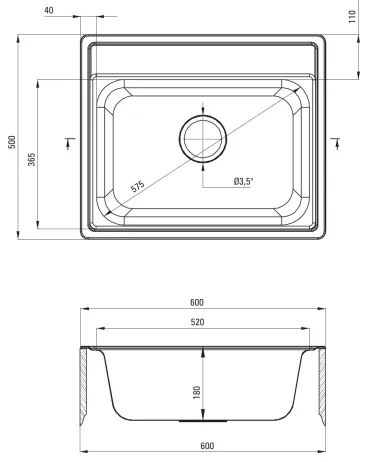 Deante ZYU_0103 - Lavello della cucina SOUL 50x60 cm raso