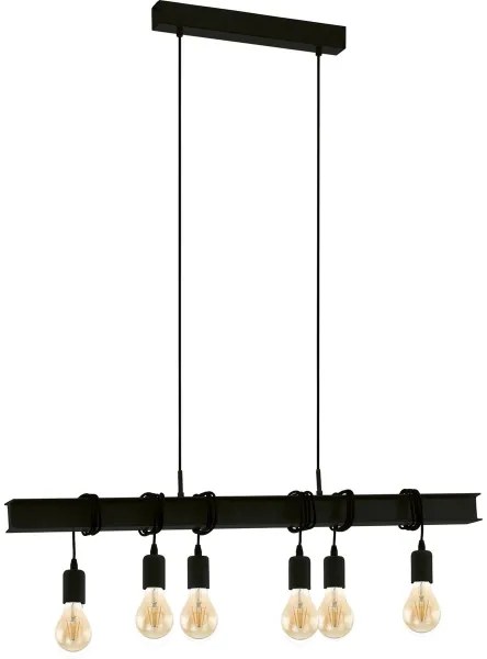 Eglo 43712 - Lampadario a sospensione con filo TOWNSHEND 6xE27/60W/230V nero
