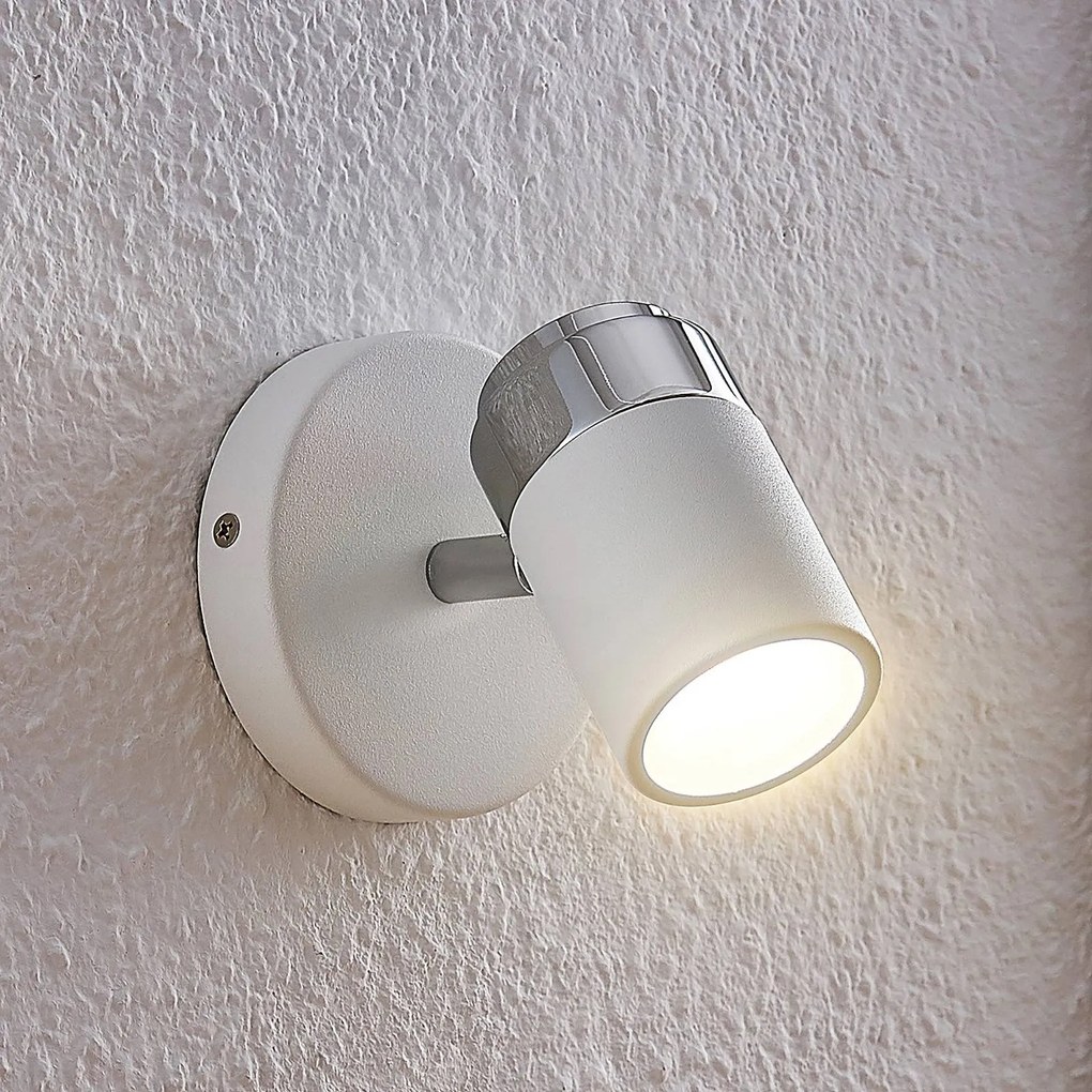 Lindby Kardo faretto, a 1 luce, bianco, metallo, IP44