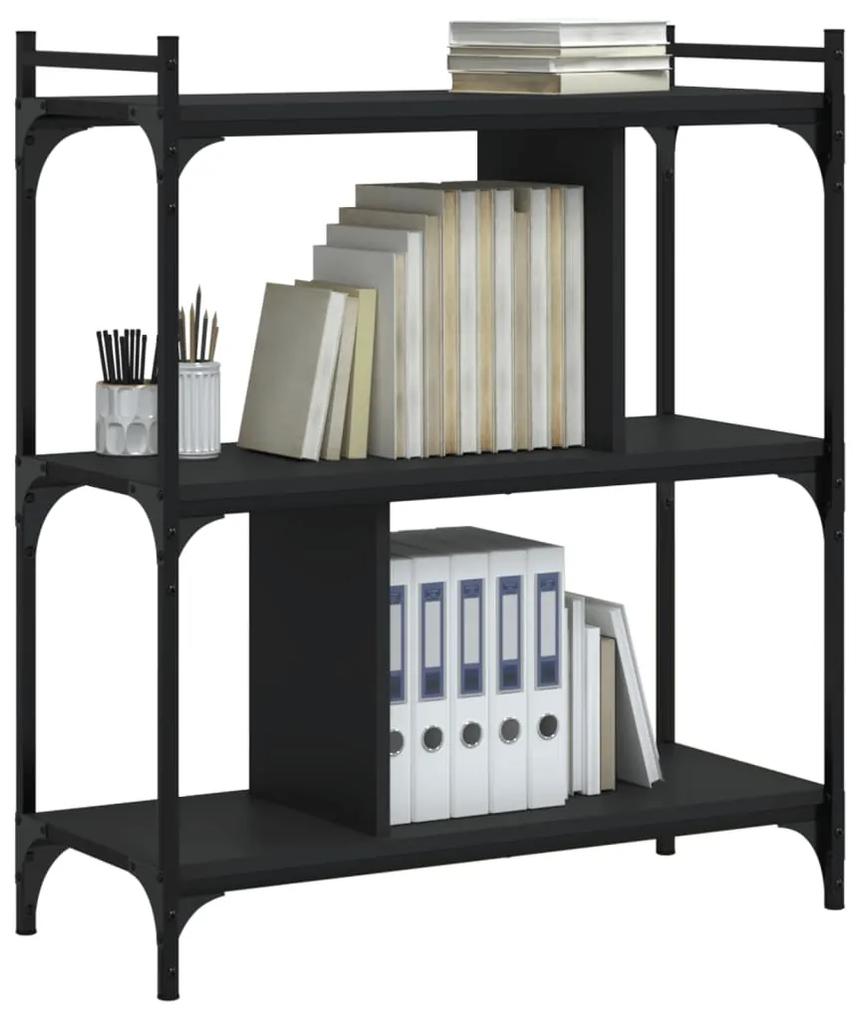Libreria nera 3 ripiani 76x32x88 cm legno multistrato