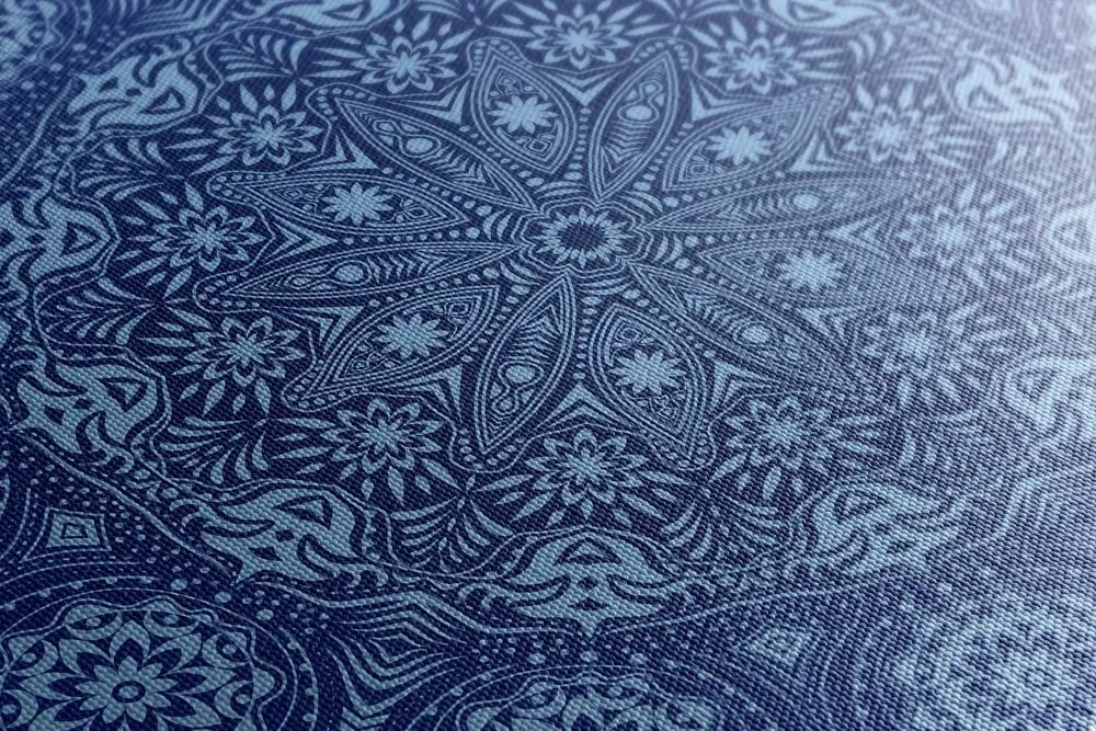Quadro su tela – Mandala ornamentale con pizzo in blu
