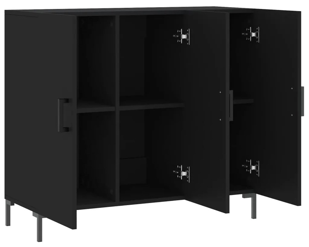 Credenza nera 90x34x80 cm in legno multistrato