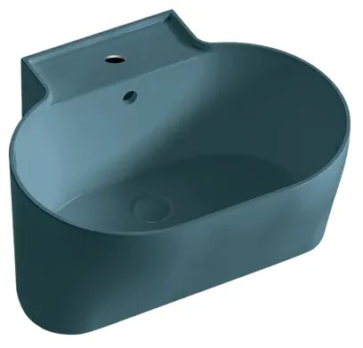Lavabo da appoggio Tino ovale in ceramica L 60 x H 35 x P 50 cm petrolio opaco