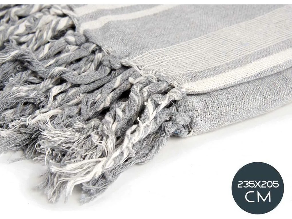 Foulard Multiuso Righe 235 x 205 cm Bianco Grigio (8 Unità)