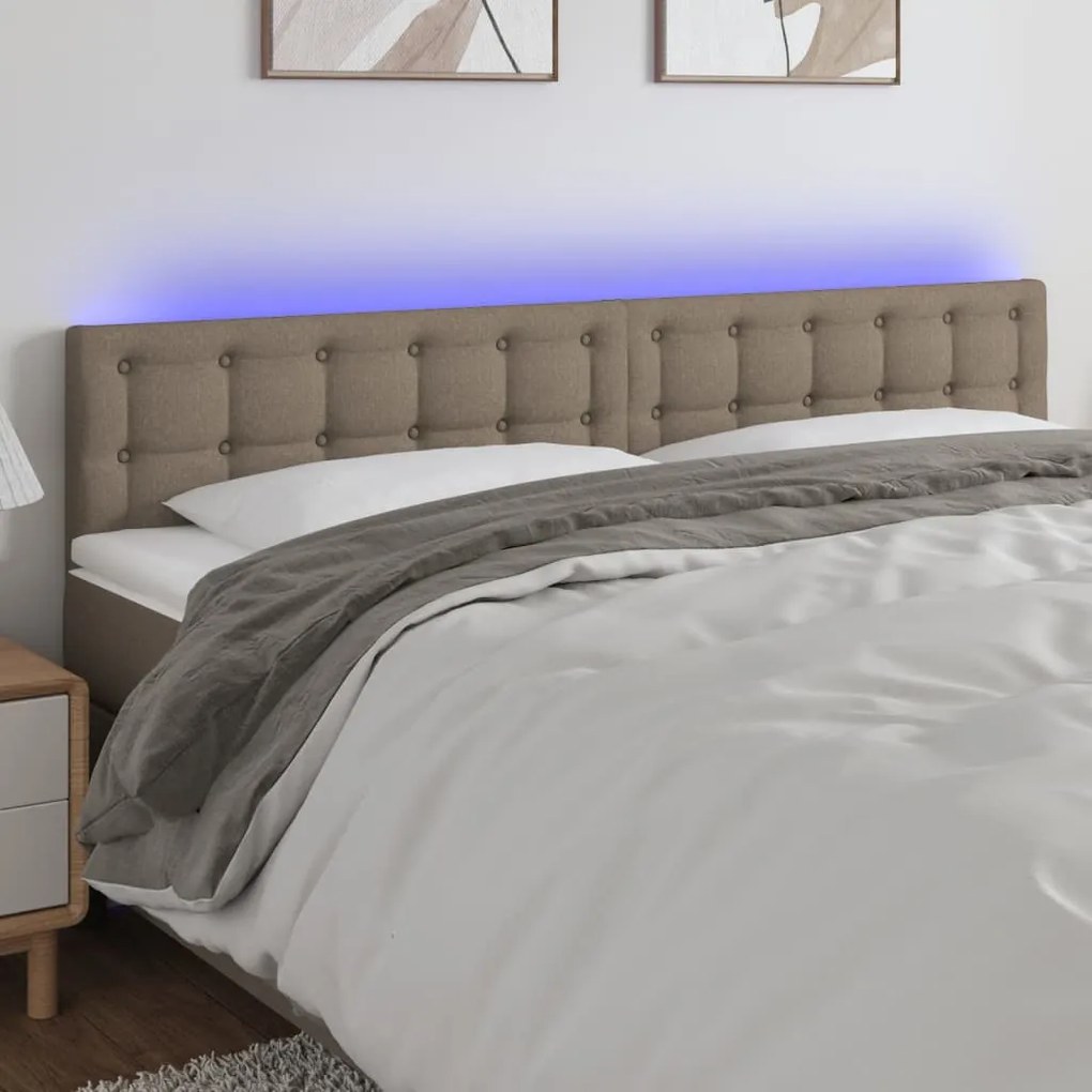 Testiera A Led Tortora 180x5x78/88 Cm İn Tessuto /