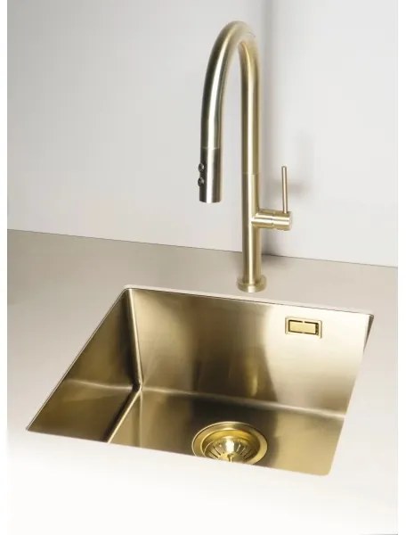Deante BQO_R72M - Rubinetto lavello con doccetta estraibile OLFATO pettinato oro