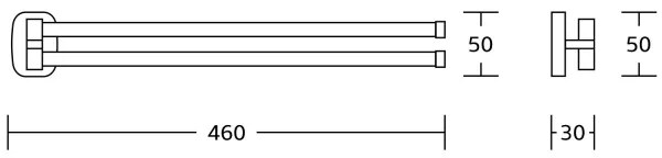 Aqualine - Appendiabiti girevole a muro RUMBA 45 cm cromo lucido