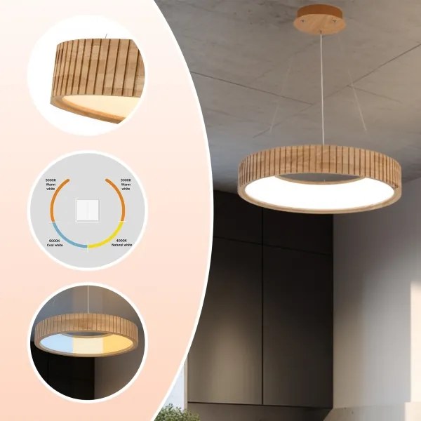 Brilagi - Lampadario LED a sospensione con cavo FALCON WOOD MODERN LED/30W/230V Ø 45 cm in legno