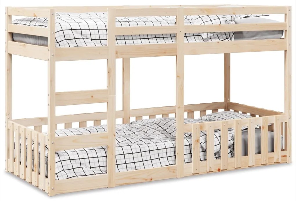 Letto A Castello 90x200 Cm İn Legno Massello Di Pino /