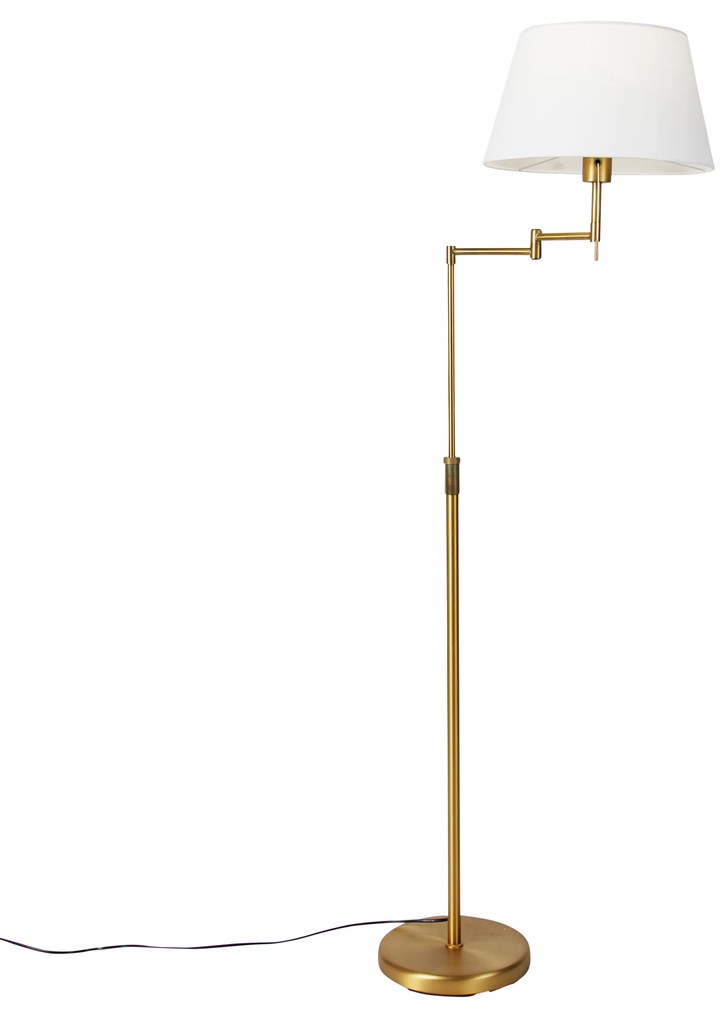 Lampada da terra intelligente bronzo con paralume bianco incl. Wifi A60 - Ladas Deluxe