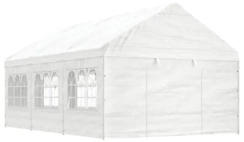 Gazebo con Tetto Bianco 6,69x4,08x3,22 m in Polietilene