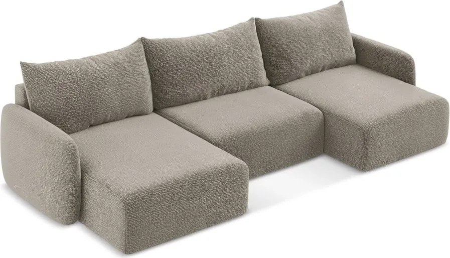 Divano angolare beige allungabile/con contenitore Kalena – Makamii