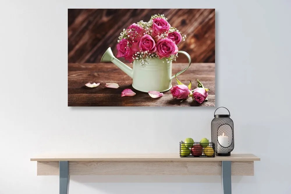 Stampa su tela – Rose in annaffiatoio