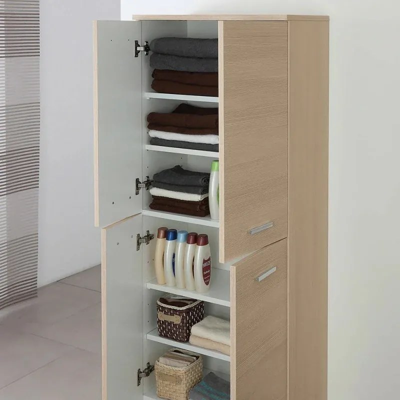 Armadio multiuso larice 153,5 cm con ante e ripiani regolabili Desya
