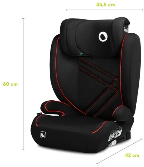 Lionelo - Seggiolino auto HUGO i-Dimensioni 100-150 cm nero/rosso