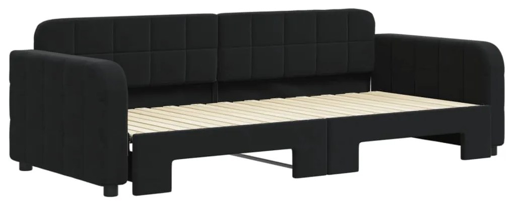 Divano letto con letto estraibile nero 90x200 cm in velluto