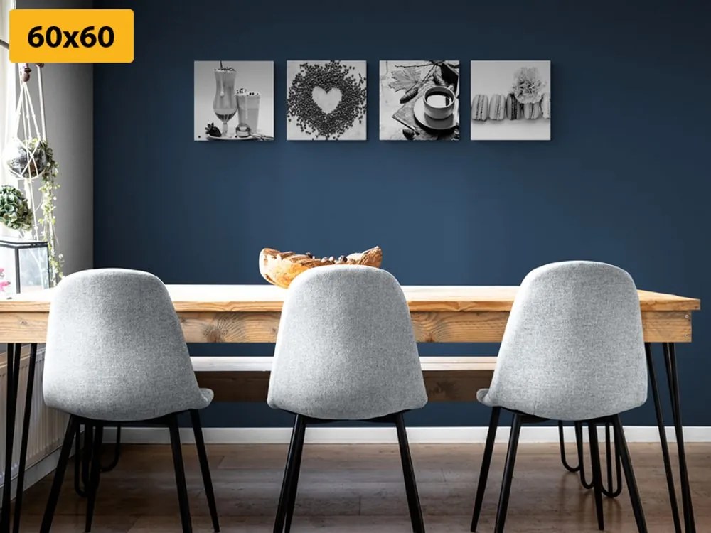 Set di quadri – Bevande con dolce piacere in bianco e nero