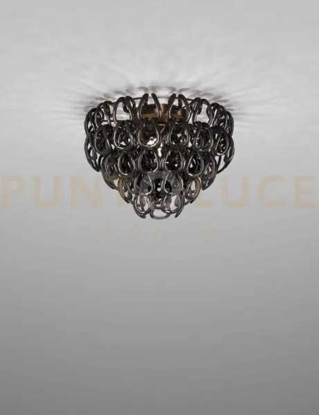 Giogali lampadadario a soffitto 50 nero e bronzo opaco 4 luci attac...