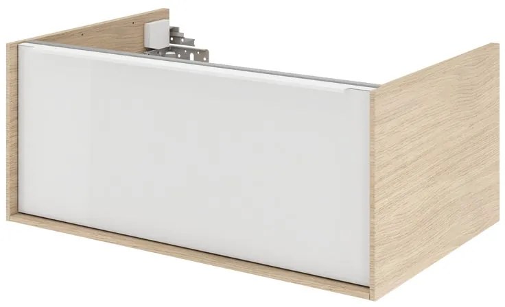 Mobile da bagno sospeso sotto lavabo L 75 x H 32 x P 48 cm grigio laccato lucido, 1 cassetto SENSEA Neo