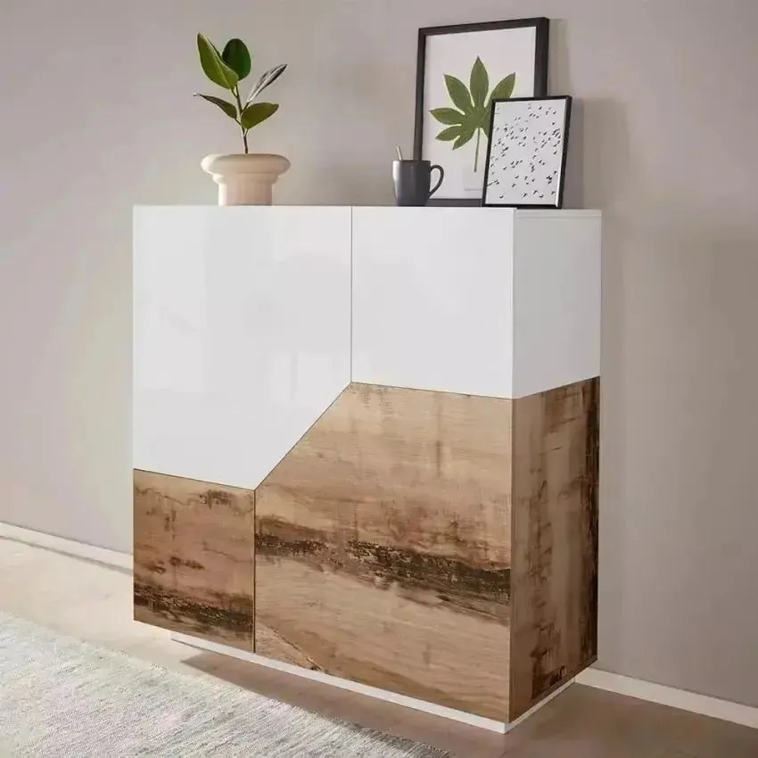 Credenza Alien Highboard 100 - Bianco Laccato/Acero Pereira 100 x 43 x 106 cm