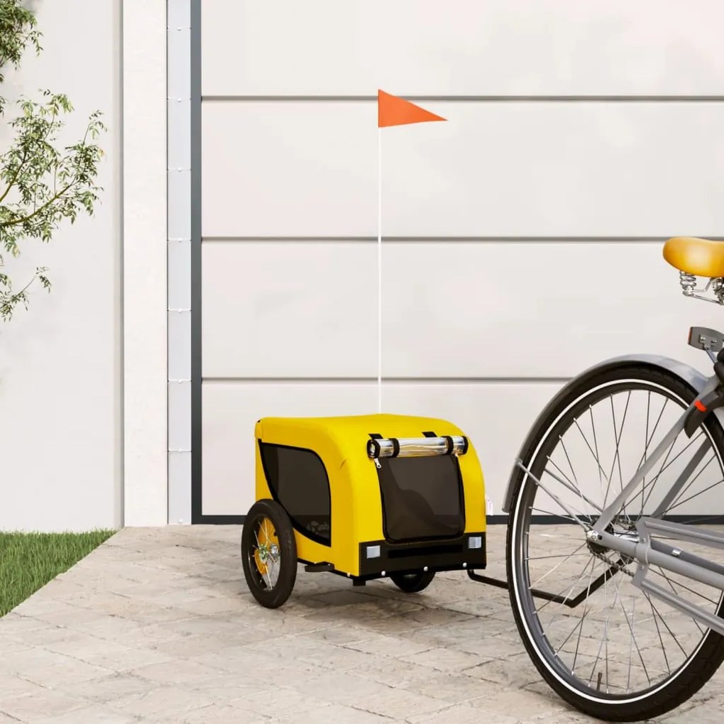 Rimorchio Da Bici Per Animali Giallo E Nero Oxford E Ferro /